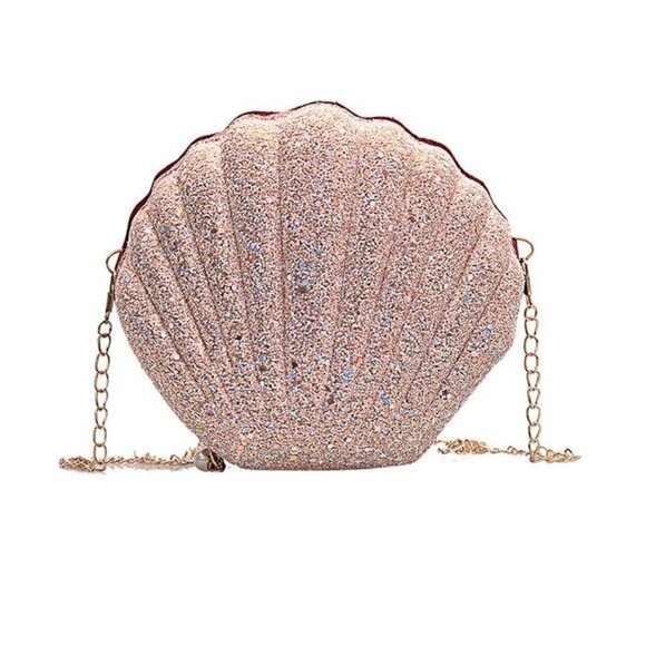 Glam Clam / Sparkle Seashell Crossbody Handbag /Light Pink- NWT - Picture 1 of 9